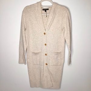 Banana Republic Factory Front Button Hoodie Duster Cardigan in Cream Size XXS
